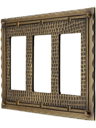 Bungalow Style Triple GFI Outlet Cover Plate In Antique Brass.